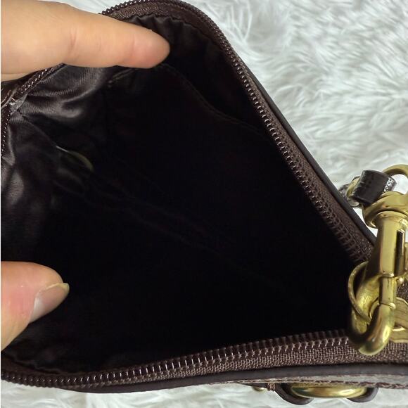 COACH Brown Signature Canvas Wristlet - Picture 5 of 7